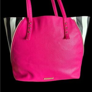 Juicy CoutureVibrant Pink and Black Striped Tote
